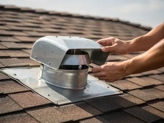 Port Wentworth Dryer Vent Cleaning certified technician safely cleaning a roof-mounted dryer vent in Port Wentworth