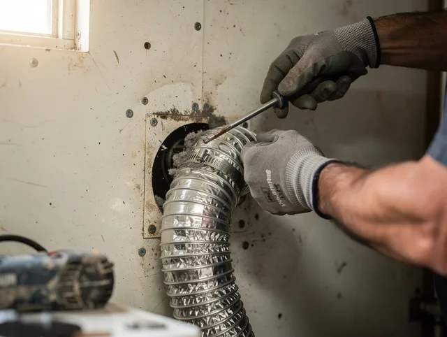 Port Wentworth Dryer Vent Cleaning technician performing precise dryer vent hose installation in Port Wentworth