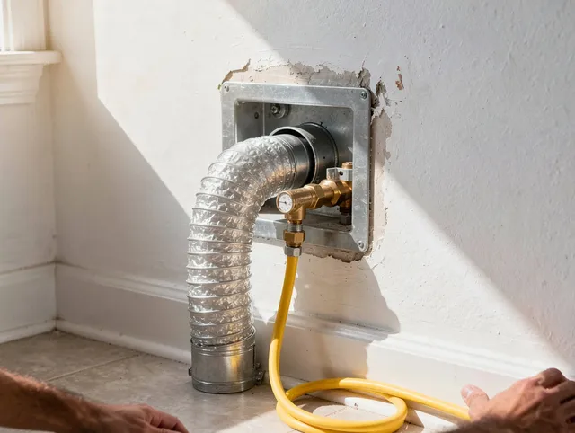 Port Wentworth Dryer Vent Cleaning certified technician performing specialized gas dryer vent cleaning in Port Wentworth